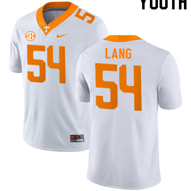 Youth #54 Vysen Lang Tennessee Volunteers College Football Jerseys Stitched-White